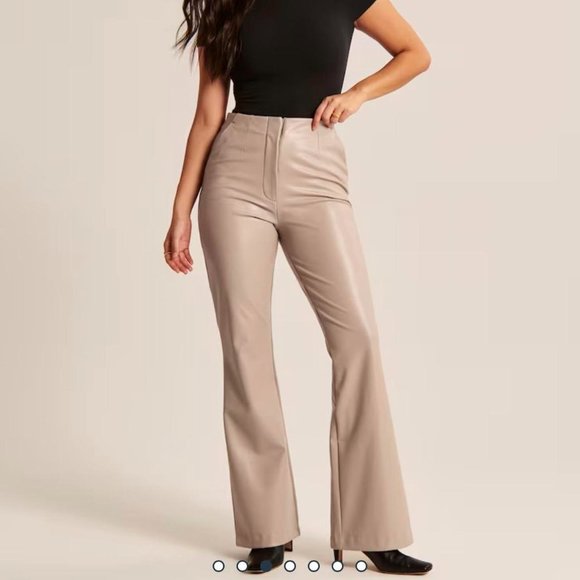 Abercrombie & Fitch Pants - -NWT A&F curve love vegan leather beige flare pants